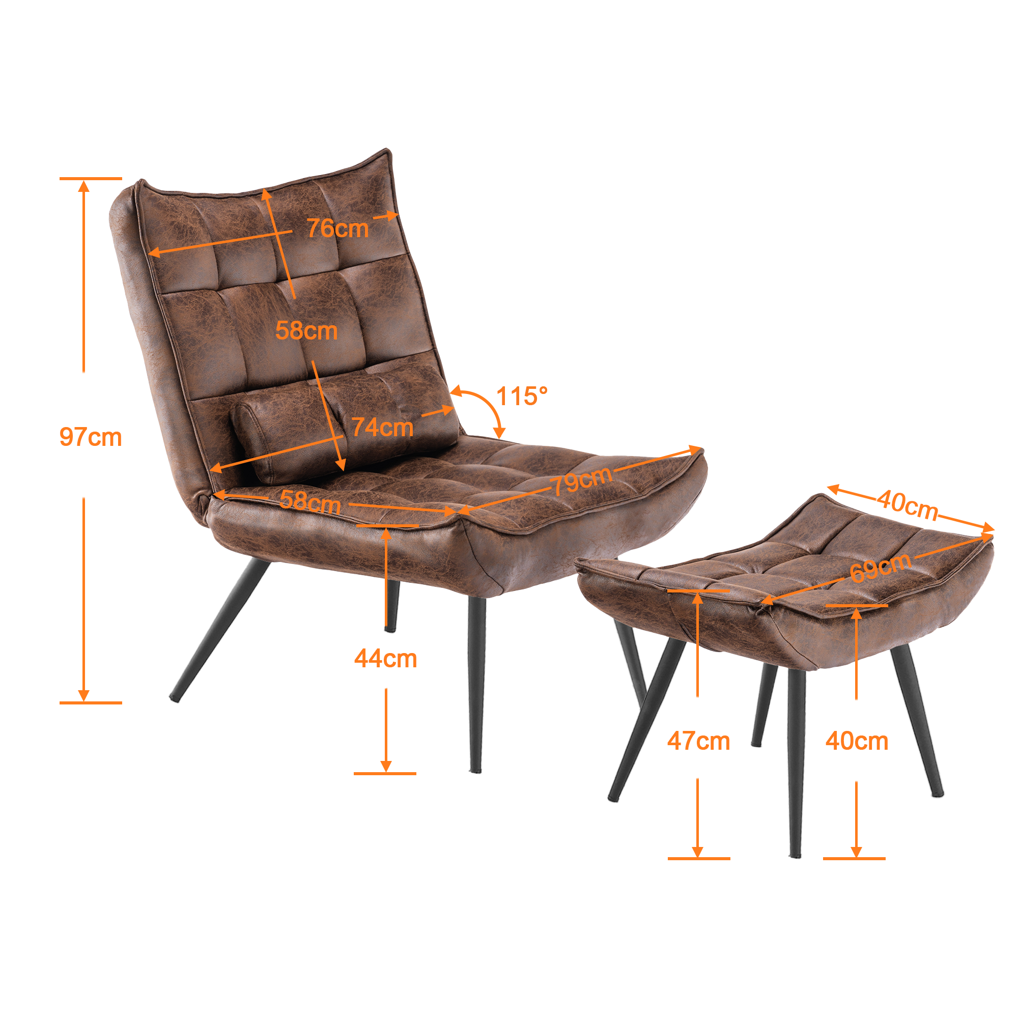 Relaxfauteuil TV-stoel Microvezel met/zonder hocker, 4778, 4779 – foto 20