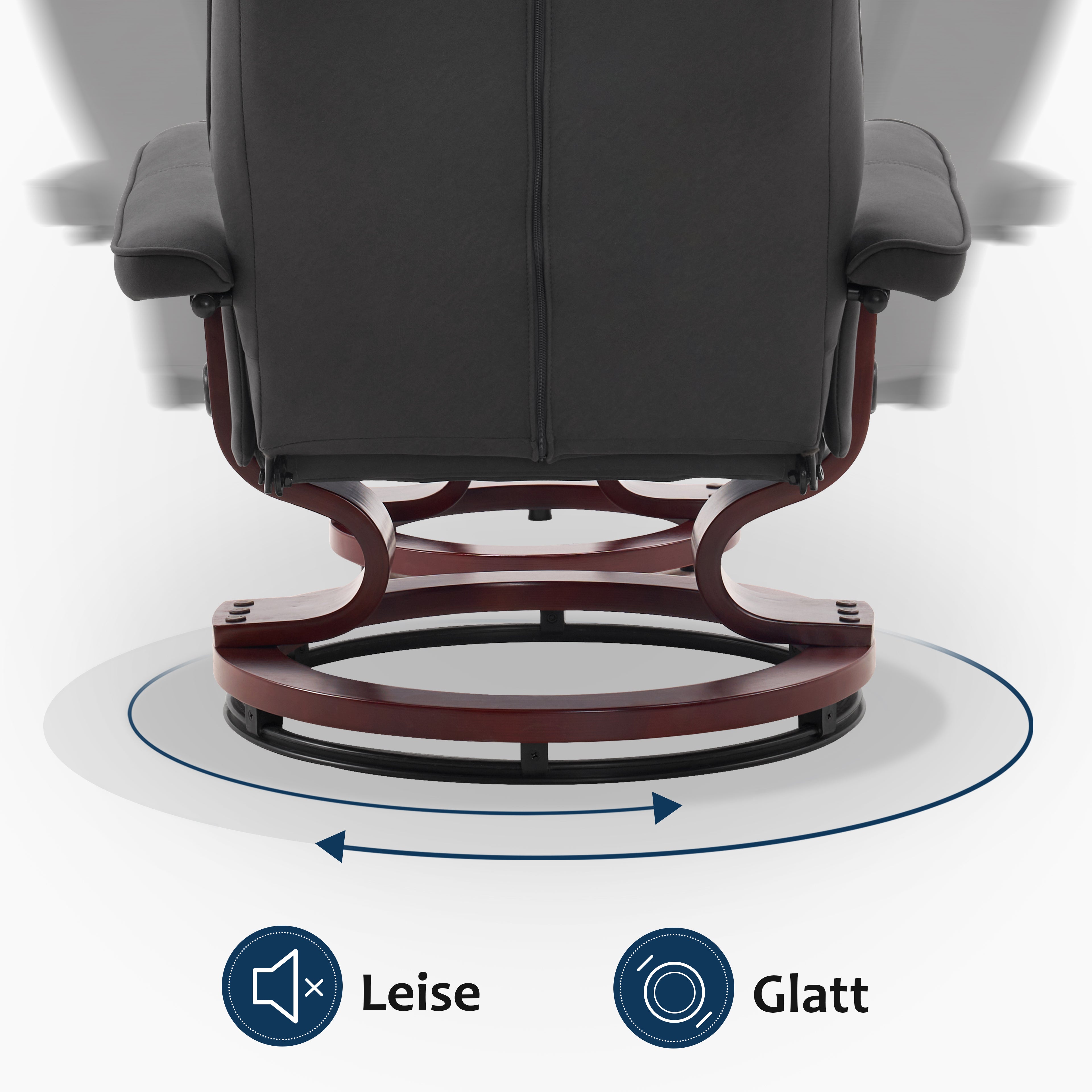 Relaxfauteuil met Hocker, 360° Draaibare TV-stoel met Ligfunctie, 9019 – foto 18