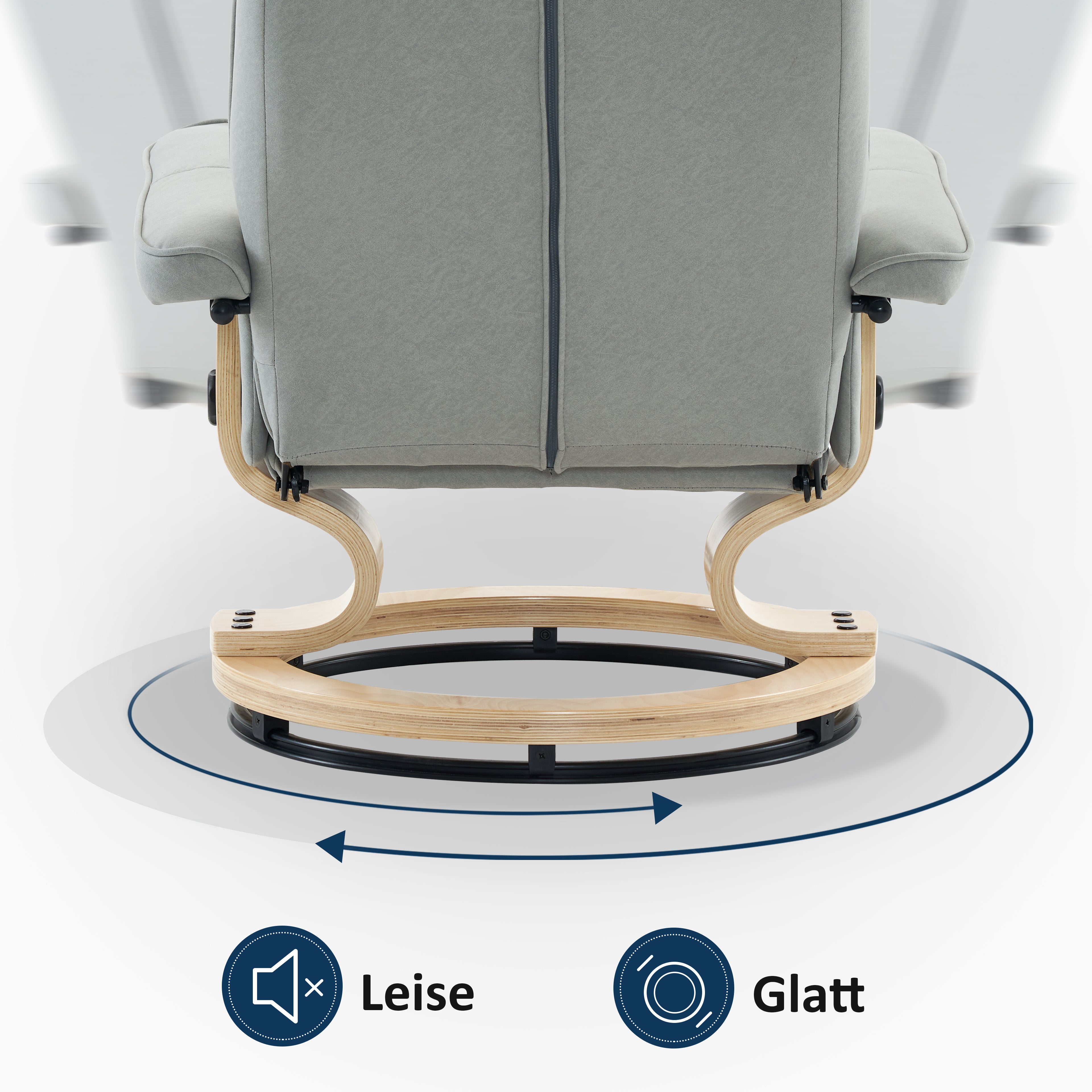 Relaxfauteuil met Hocker, 360° Draaibare TV-stoel met Ligfunctie, 9019 – foto 25