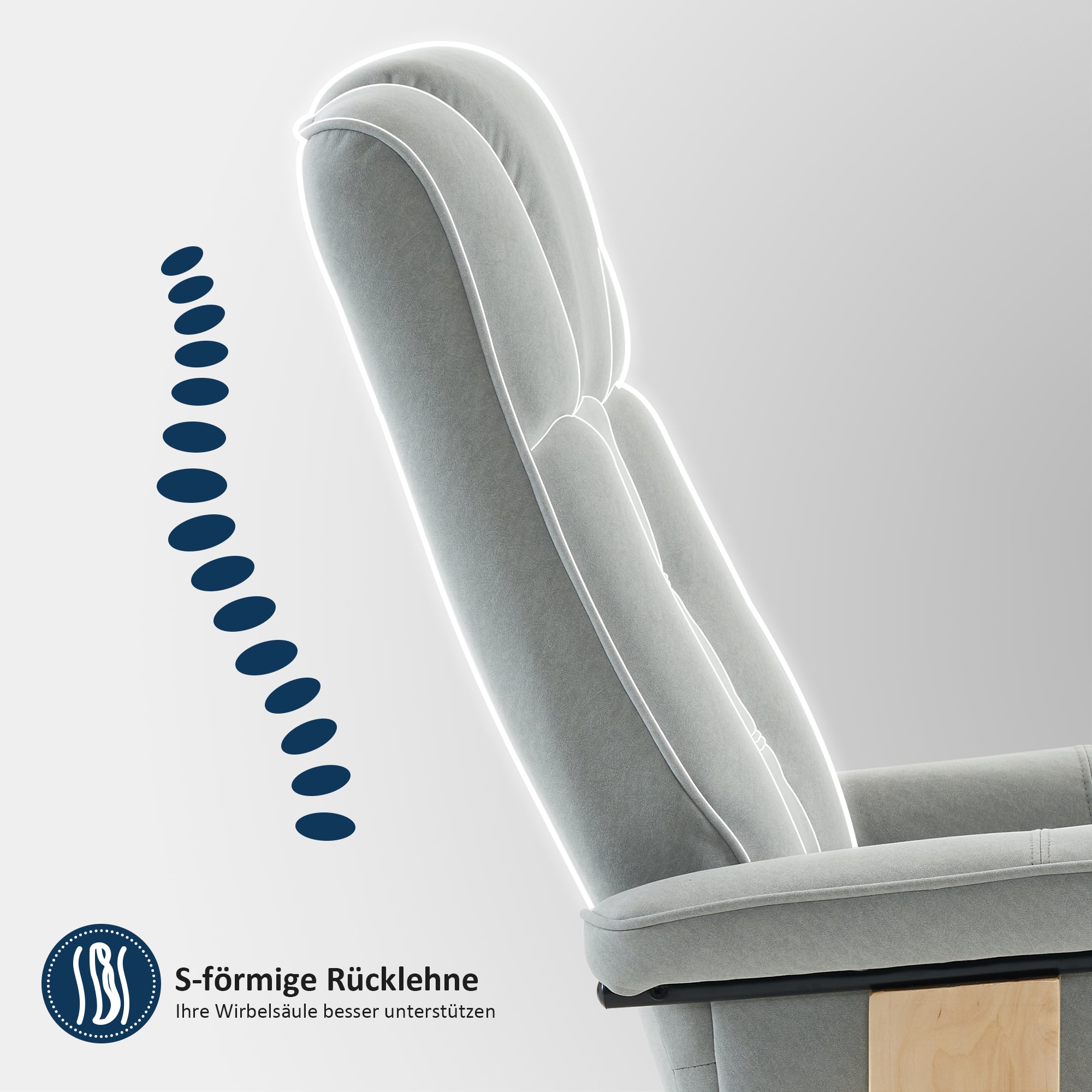 Relaxfauteuil met Hocker, 360° Draaibare TV-stoel met Ligfunctie, 9019 – foto 26