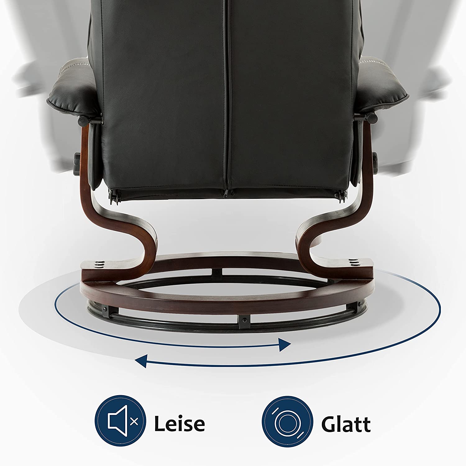 Relaxfauteuil met Hocker, 360° Draaibare TV-stoel met Ligfunctie, 9019 – foto 4