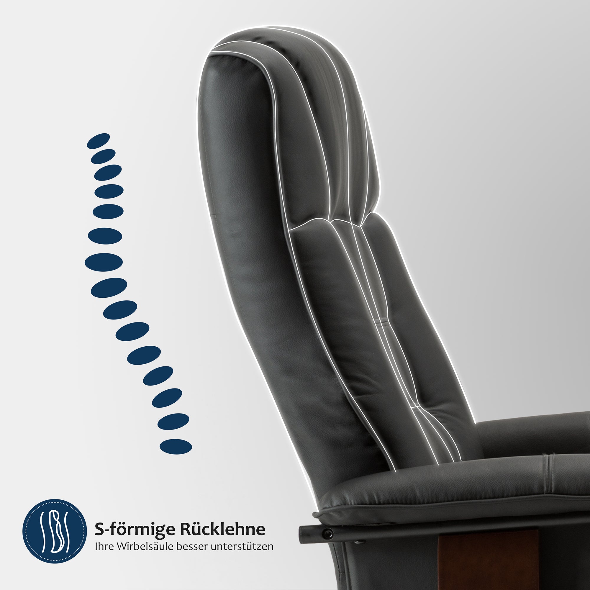 Relaxfauteuil met Hocker, 360° Draaibare TV-stoel met Ligfunctie, 9019 – foto 5