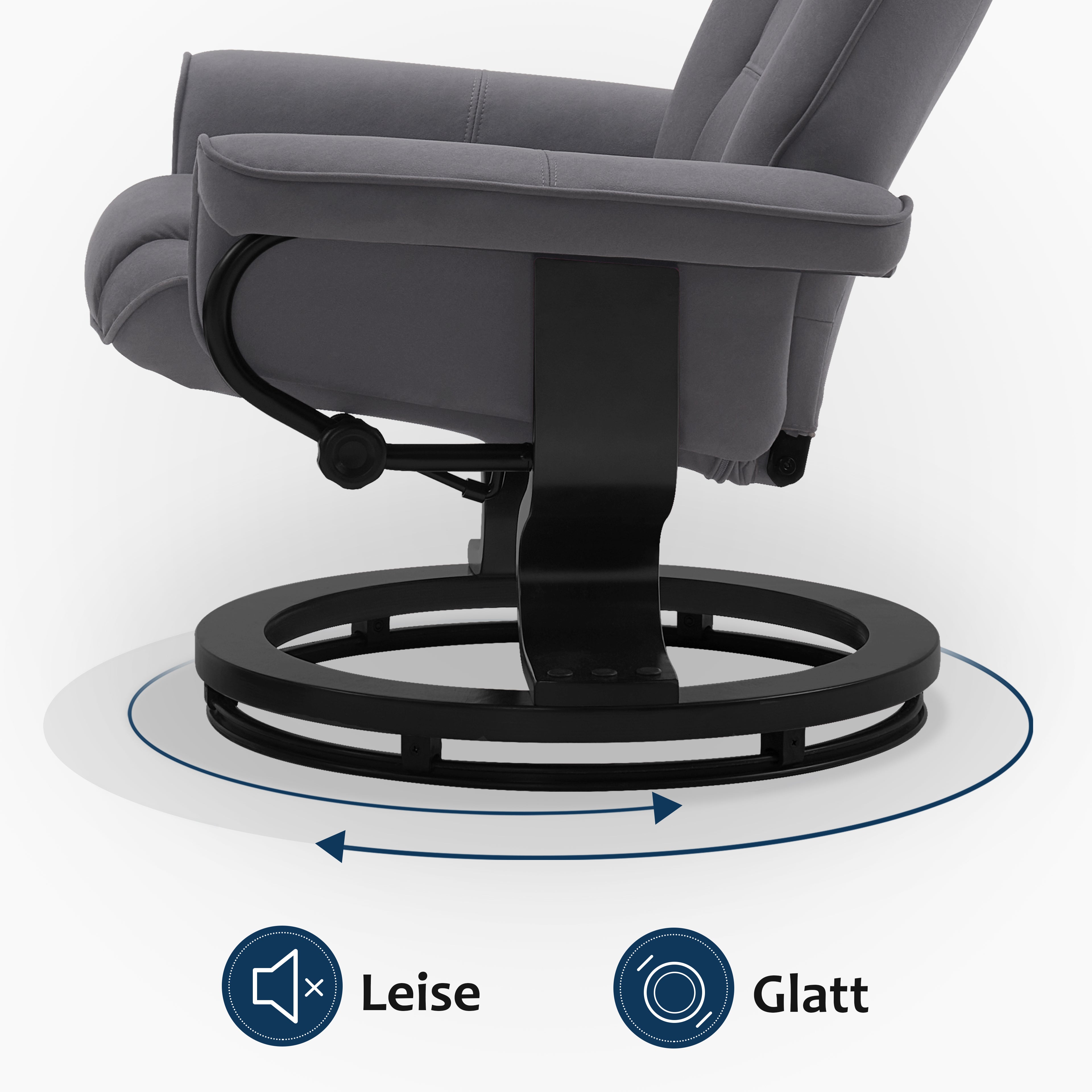 Relaxfauteuil met Hocker, 360° Draaibare TV-stoel met Ligfunctie, 9019 – foto 42