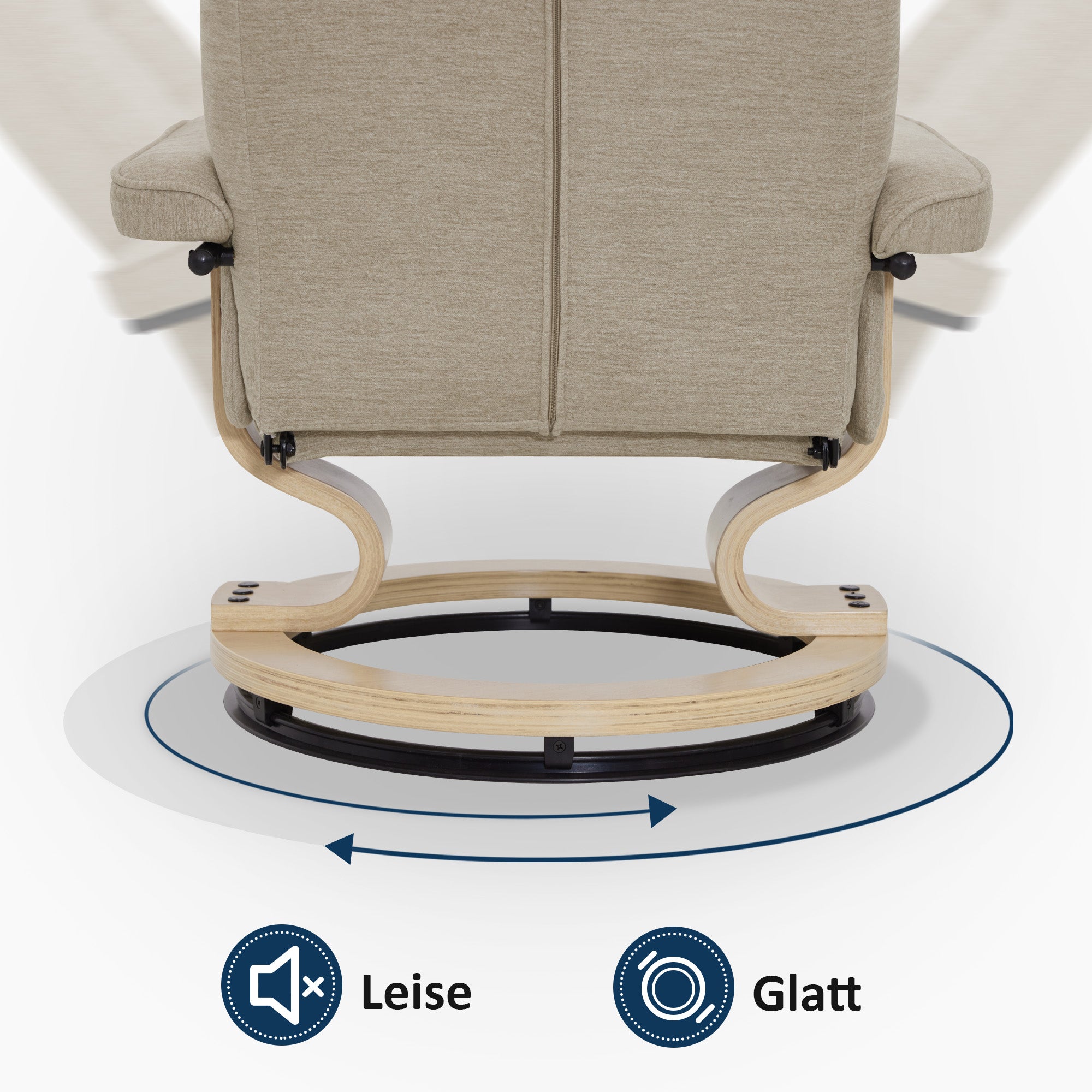 Relaxfauteuil met Hocker, 360° Draaibare TV-stoel met Ligfunctie, 9019 – foto 54