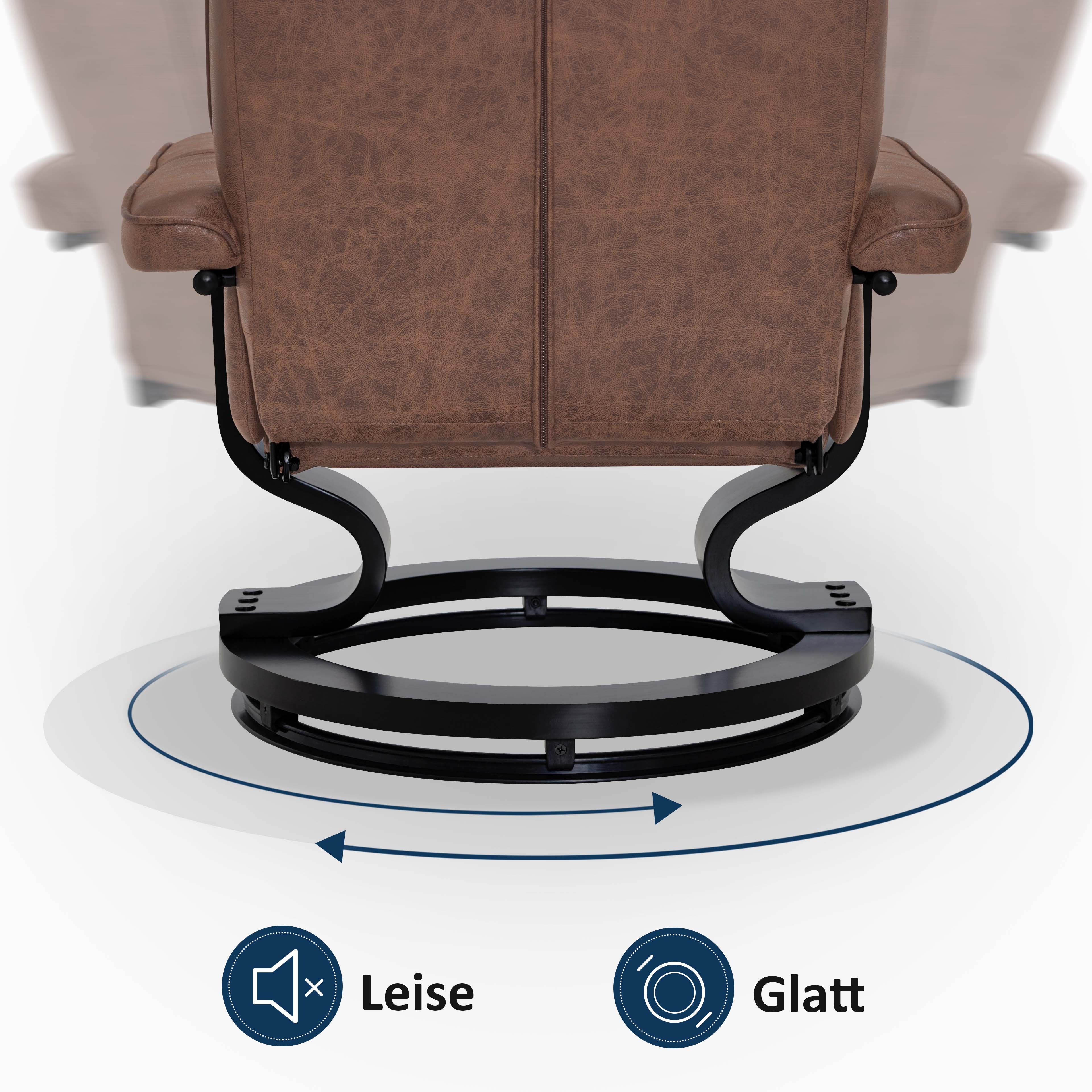 Relaxfauteuil met Hocker, 360° Draaibare TV-stoel met Ligfunctie, 9019 – foto 60