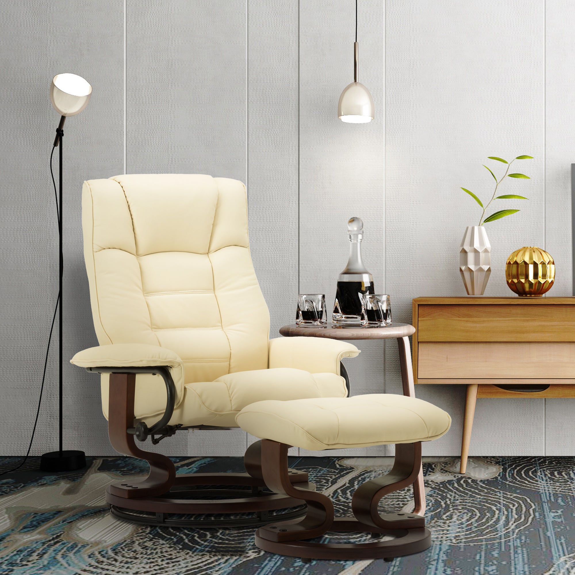 Relaxfauteuil met Hocker, 360° Draaibare TV-stoel met Ligfunctie, 9019 – foto 9