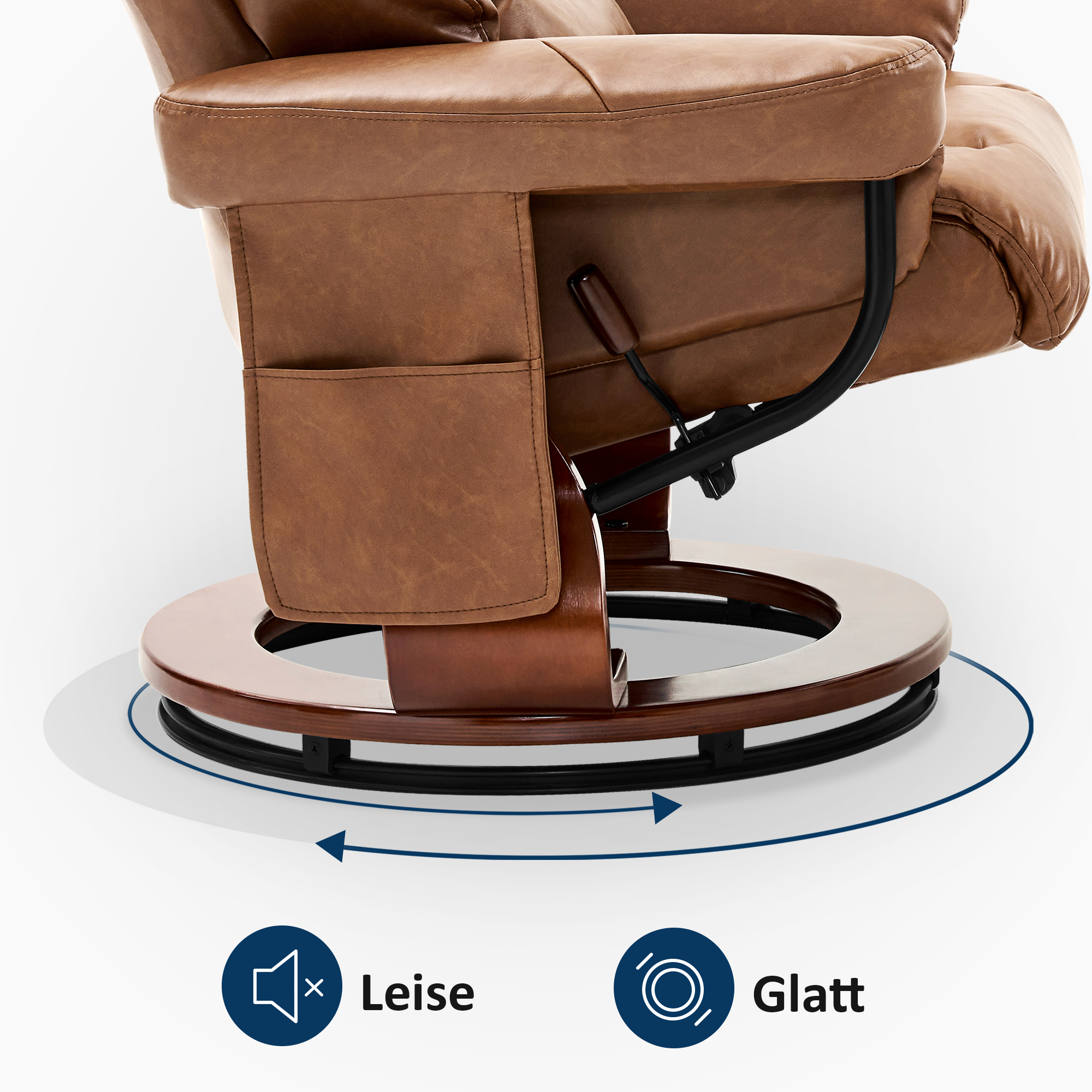Relaxfauteuil met Hocker, 360° Draaibaar, TV-stoel tot 120 kg, 9066 – foto 14