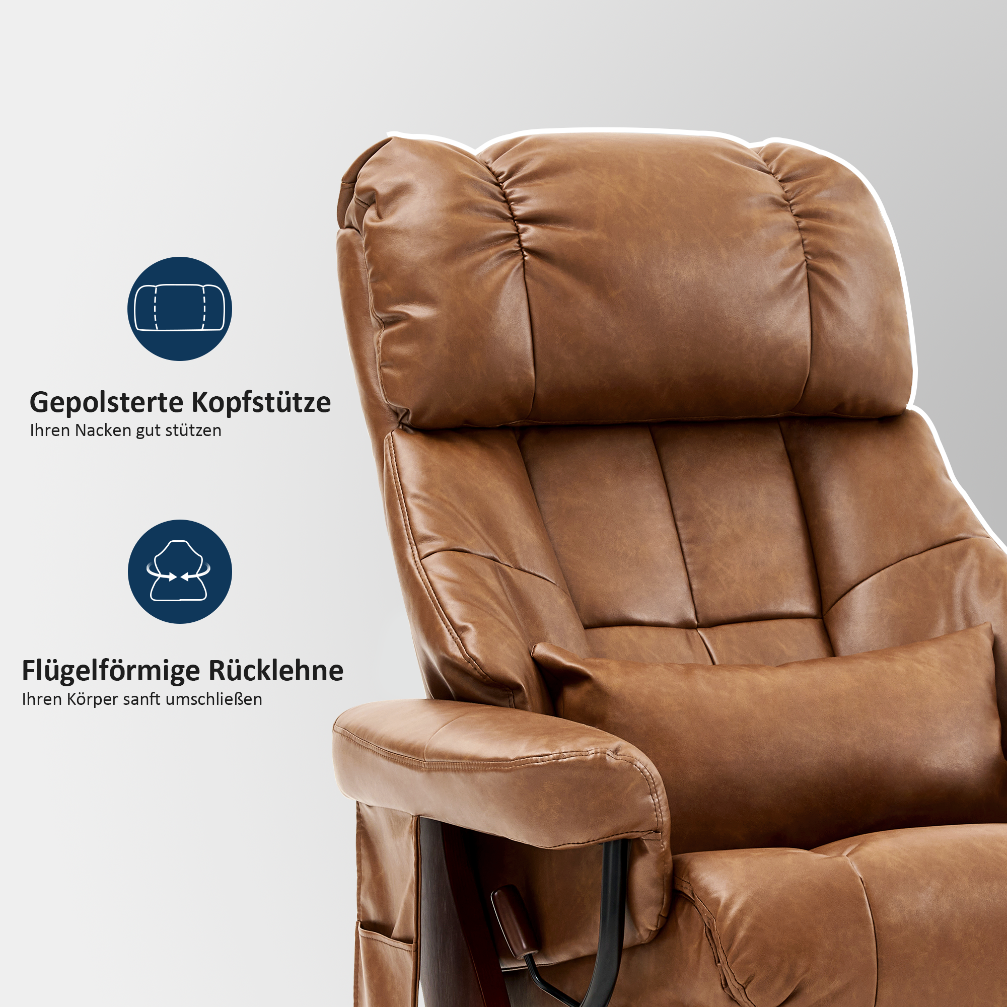 Relaxfauteuil met Hocker, 360° Draaibaar, TV-stoel tot 120 kg, 9066 – foto 15