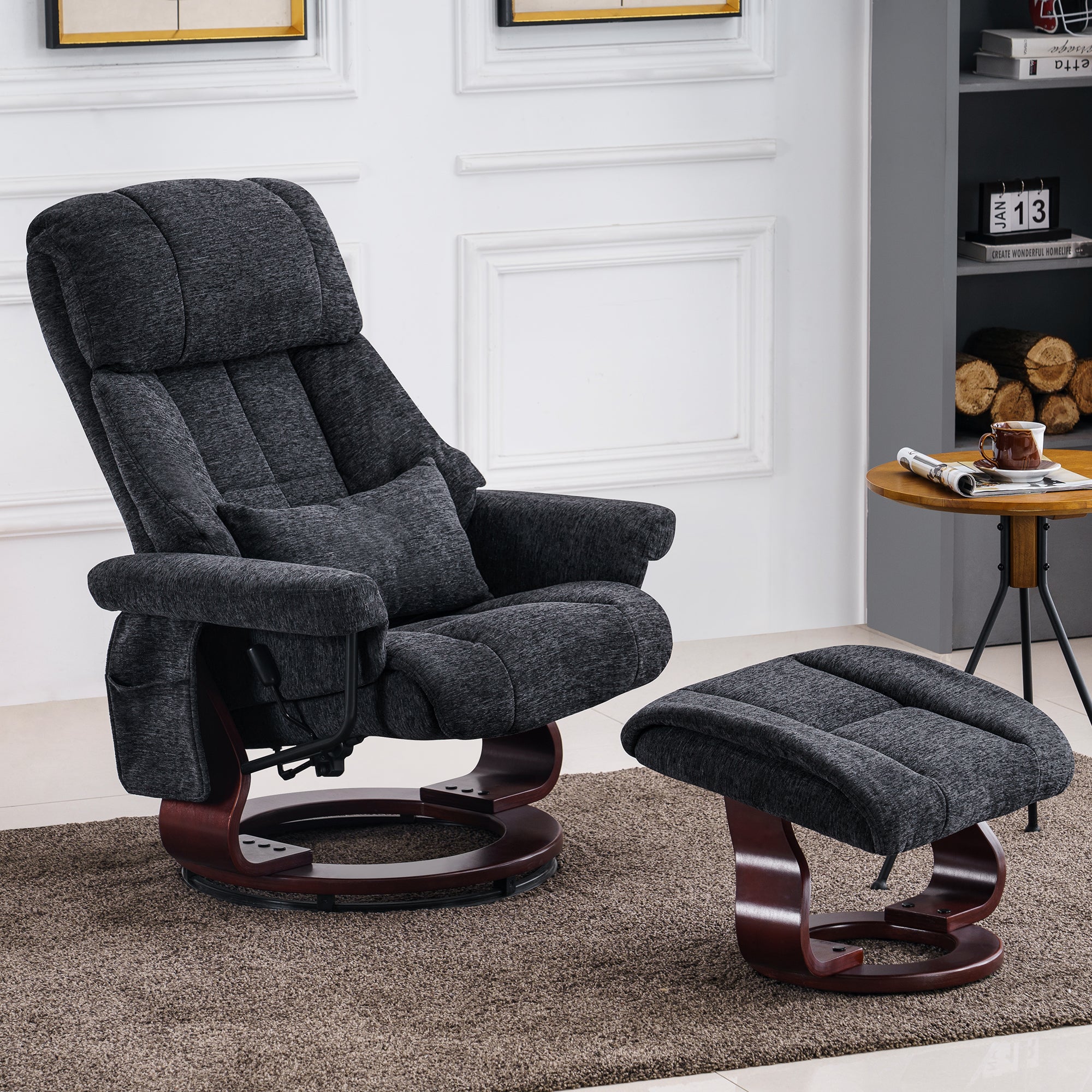 Relaxfauteuil met Hocker, 360° Draaibaar, TV-stoel tot 120 kg, 9066 – foto 3