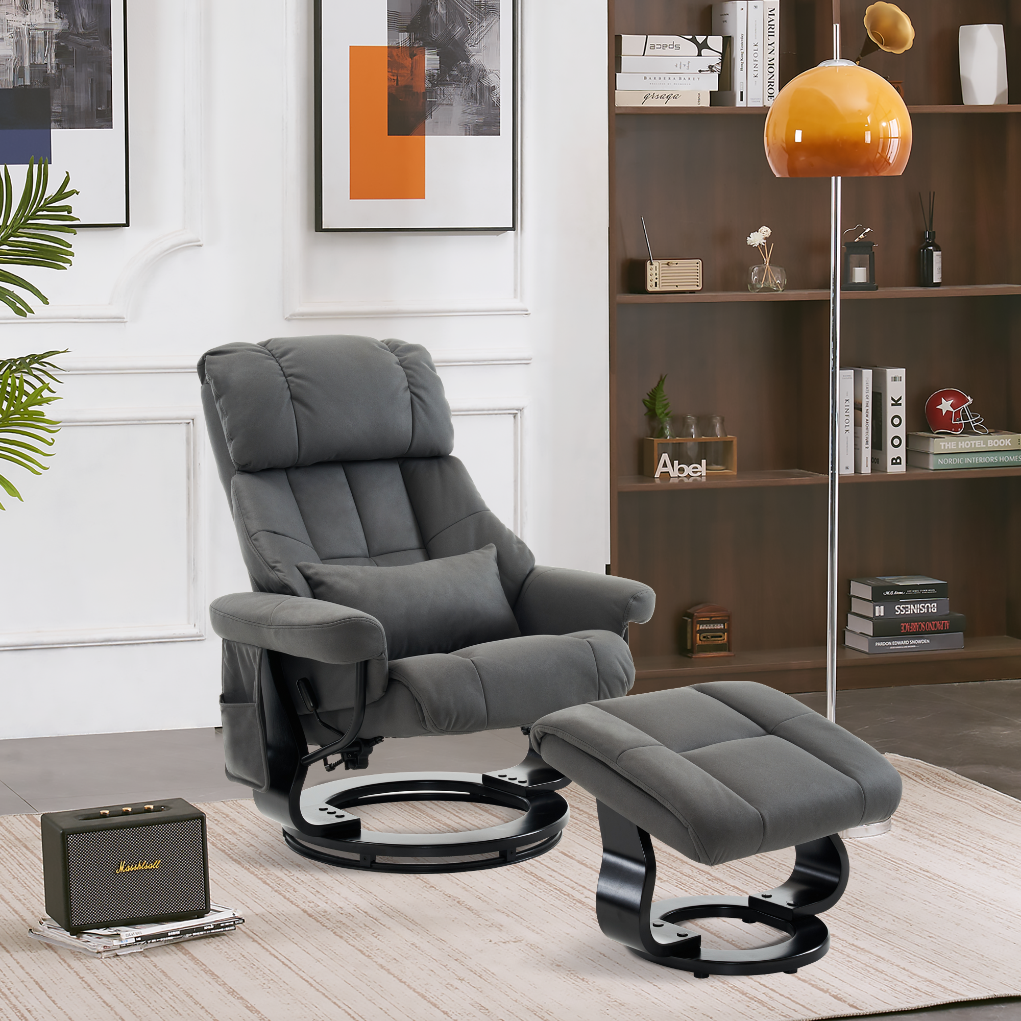 Relaxfauteuil met Hocker, 360° Draaibaar, TV-stoel tot 120 kg, 9066 – foto 24
