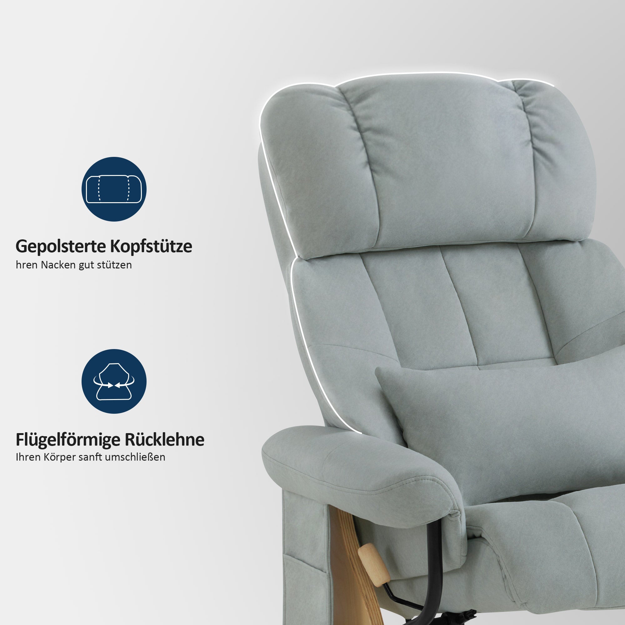 Relaxfauteuil met Hocker, 360° Draaibaar, TV-stoel tot 120 kg, 9066 – foto 28
