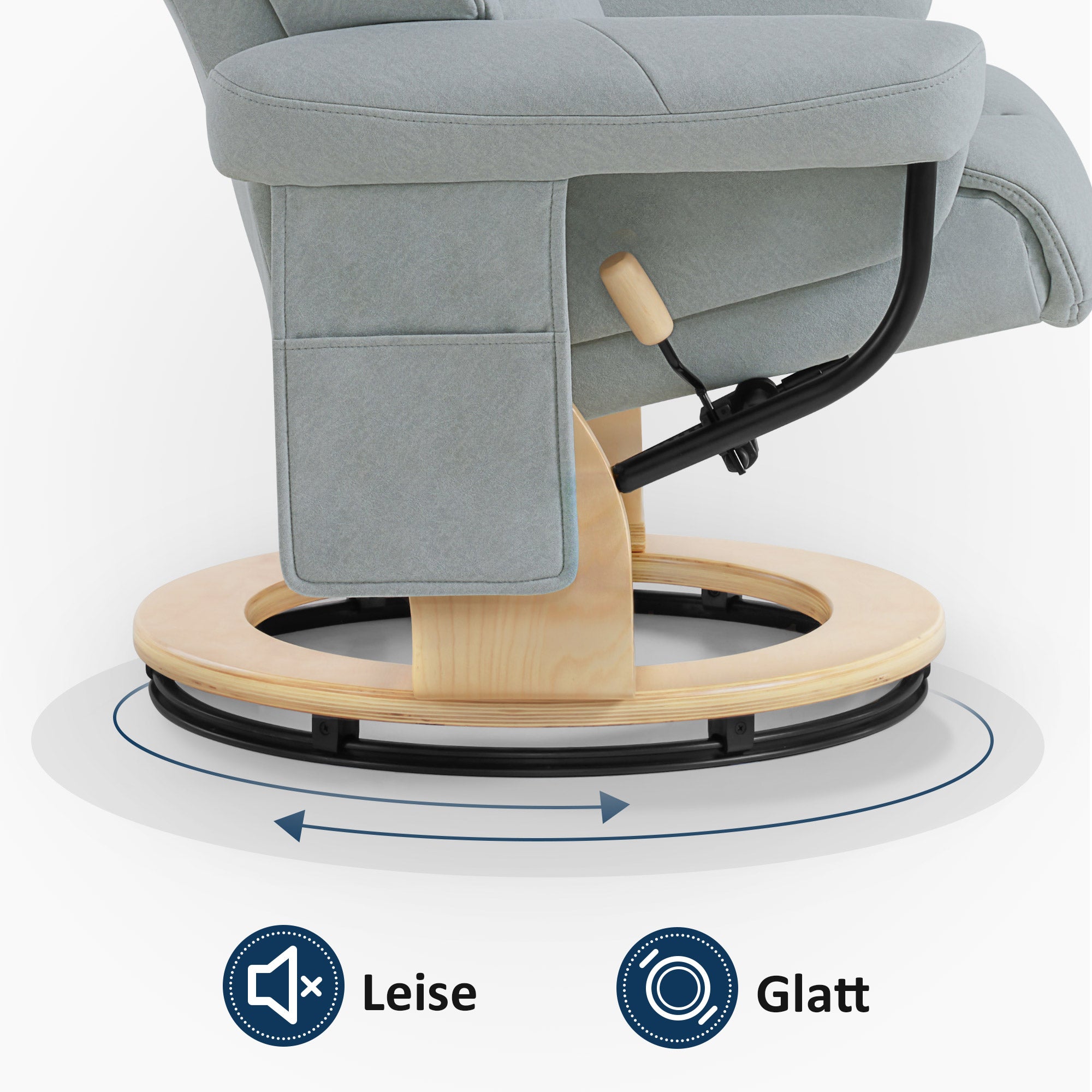 Relaxfauteuil met Hocker, 360° Draaibaar, TV-stoel tot 120 kg, 9066 – foto 30
