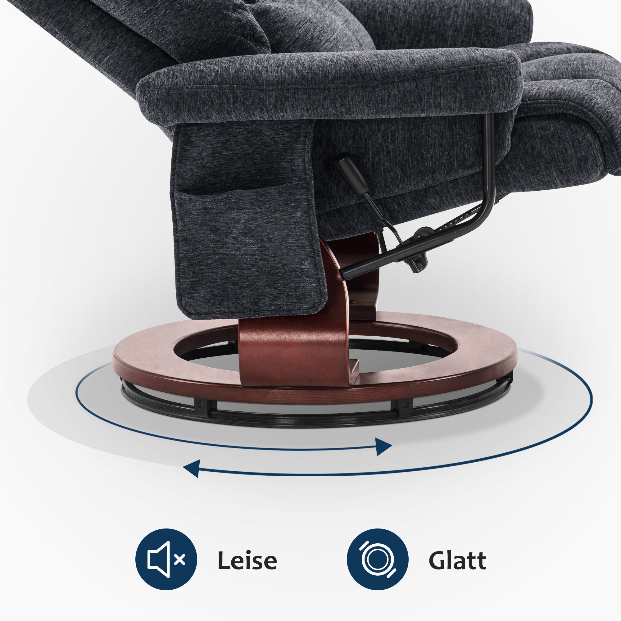 Relaxfauteuil met Hocker, 360° Draaibaar, TV-stoel tot 120 kg, 9066 – foto 7