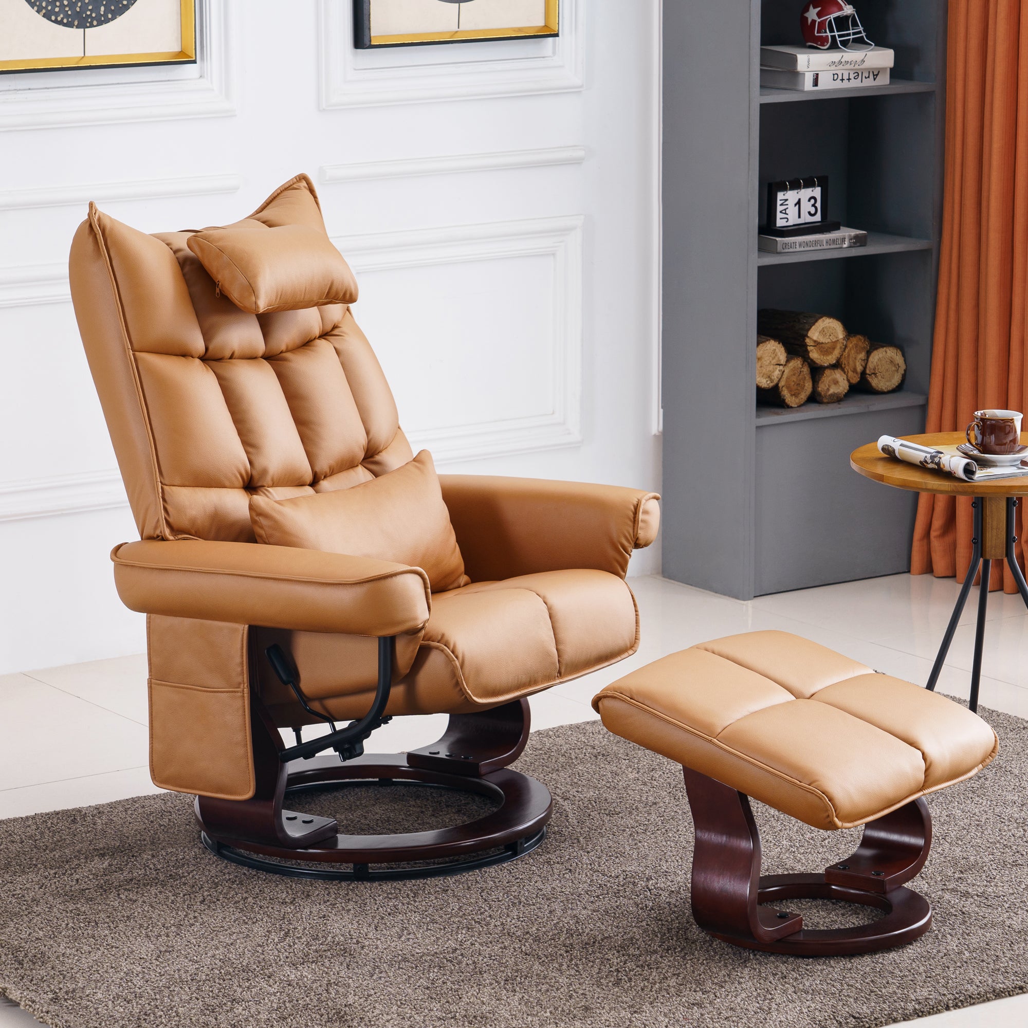 Draaibare Relaxfauteuil met Ligfunctie & Kussen, Microfiber/Stof – foto 16
