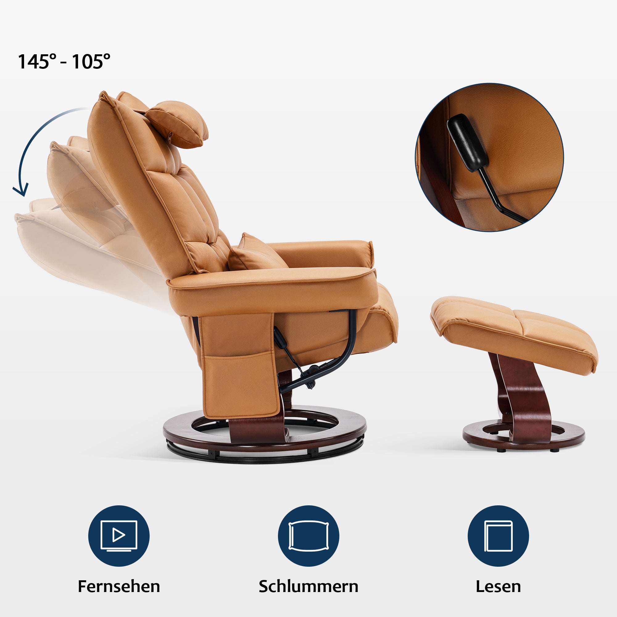 Draaibare Relaxfauteuil met Ligfunctie & Kussen, Microfiber/Stof – foto 19