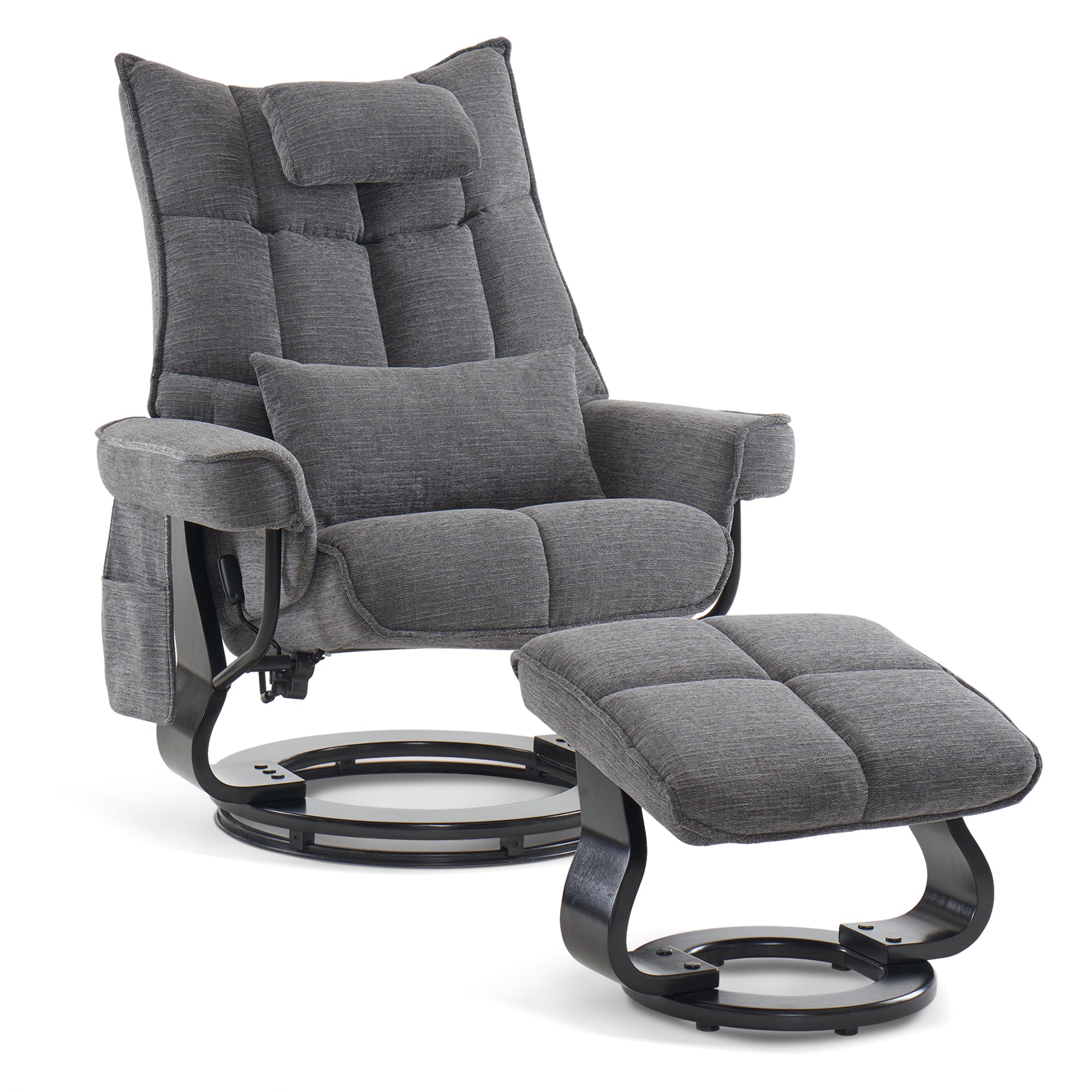 Draaibare Relaxfauteuil met Ligfunctie & Kussen, Microfiber/Stof – foto 22