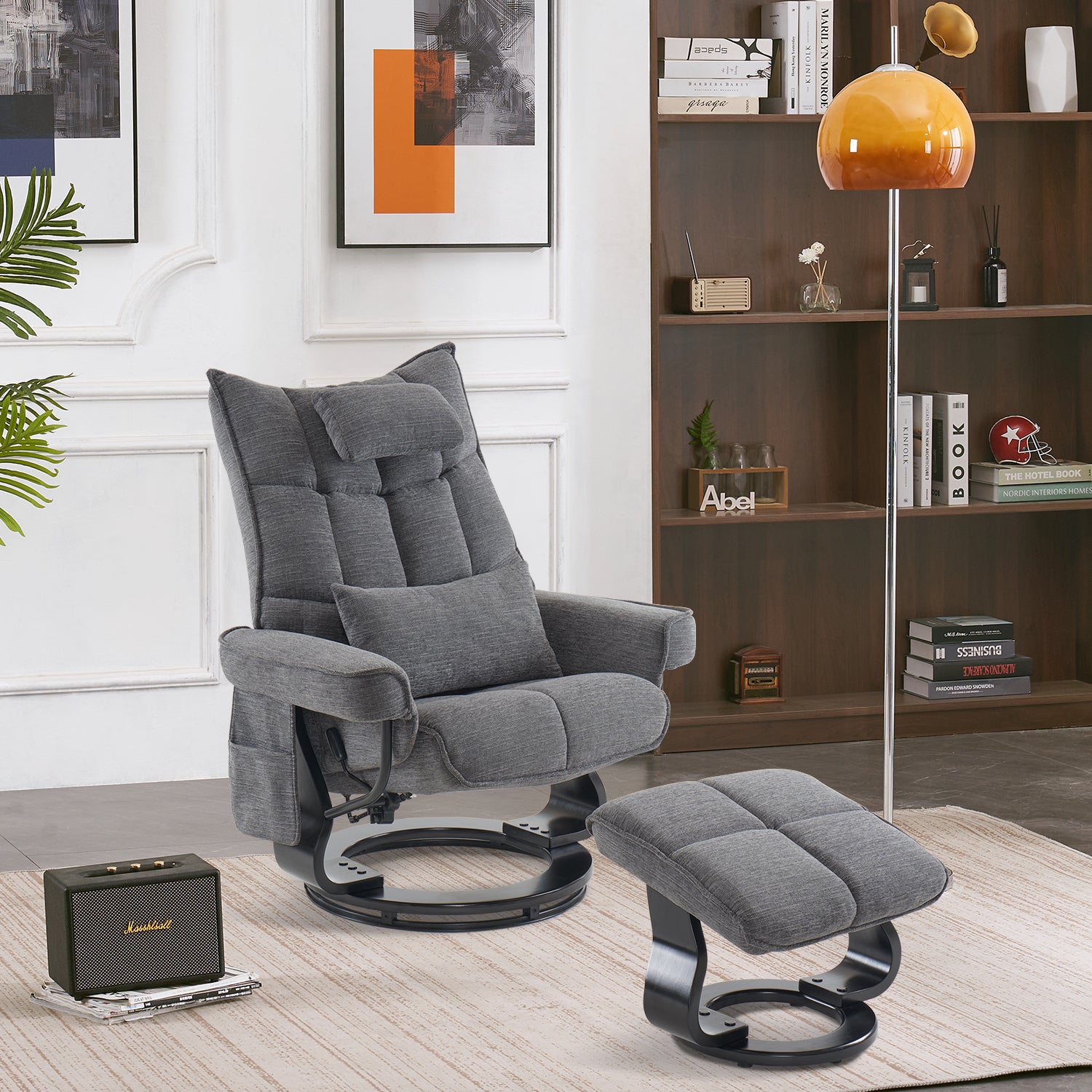 Draaibare Relaxfauteuil met Ligfunctie & Kussen, Microfiber/Stof – foto 28