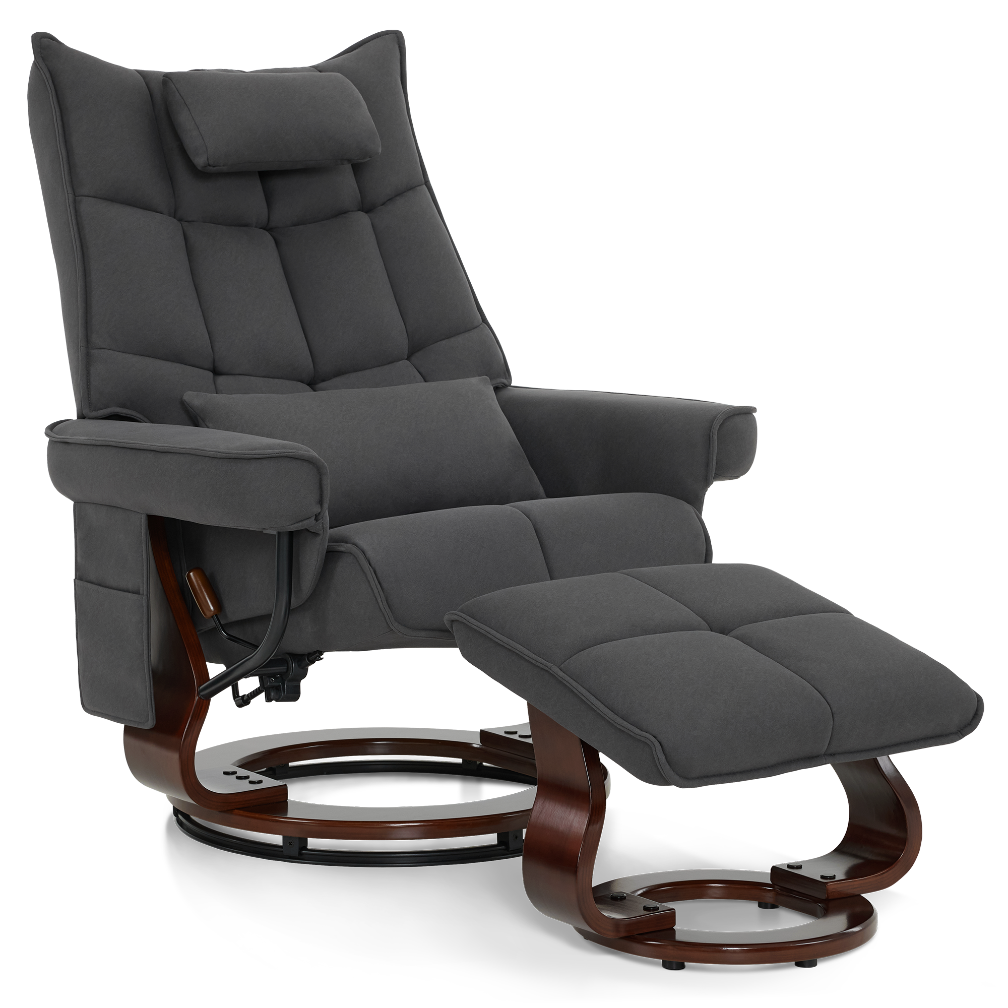 Draaibare Relaxfauteuil met Ligfunctie & Kussen, Microfiber/Stof – foto 29