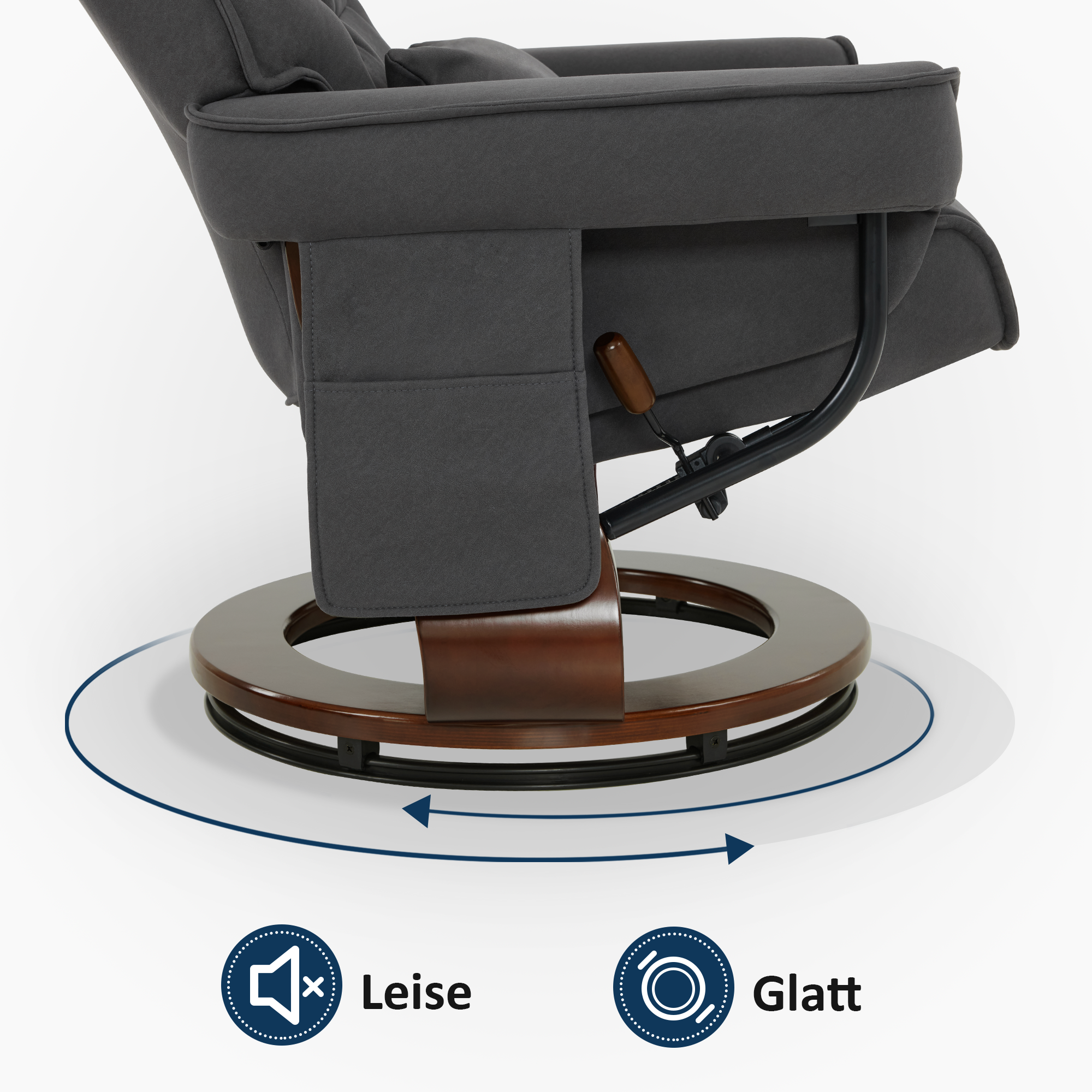 Draaibare Relaxfauteuil met Ligfunctie & Kussen, Microfiber/Stof – foto 33