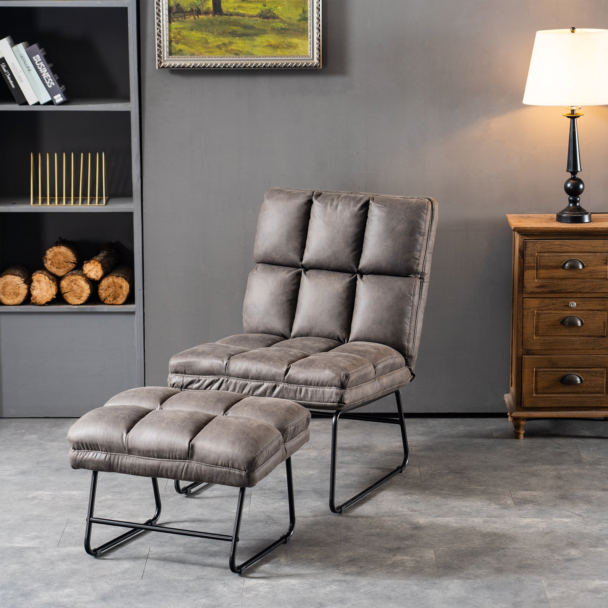 Relaxfauteuil met Hocker, Moderne TV-stoel Loungestoel, 0016/0014 – foto 7