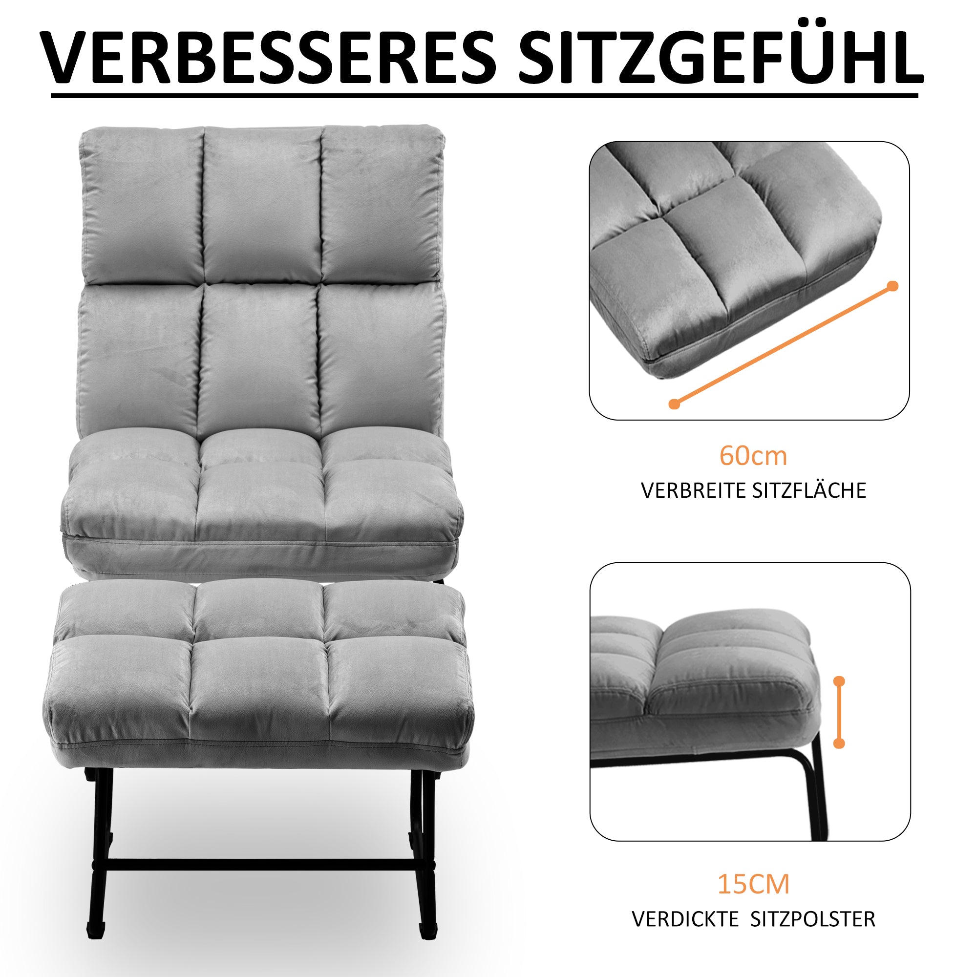 Relaxfauteuil met Hocker, Moderne TV-stoel Loungestoel, 0016/0014 – foto 10