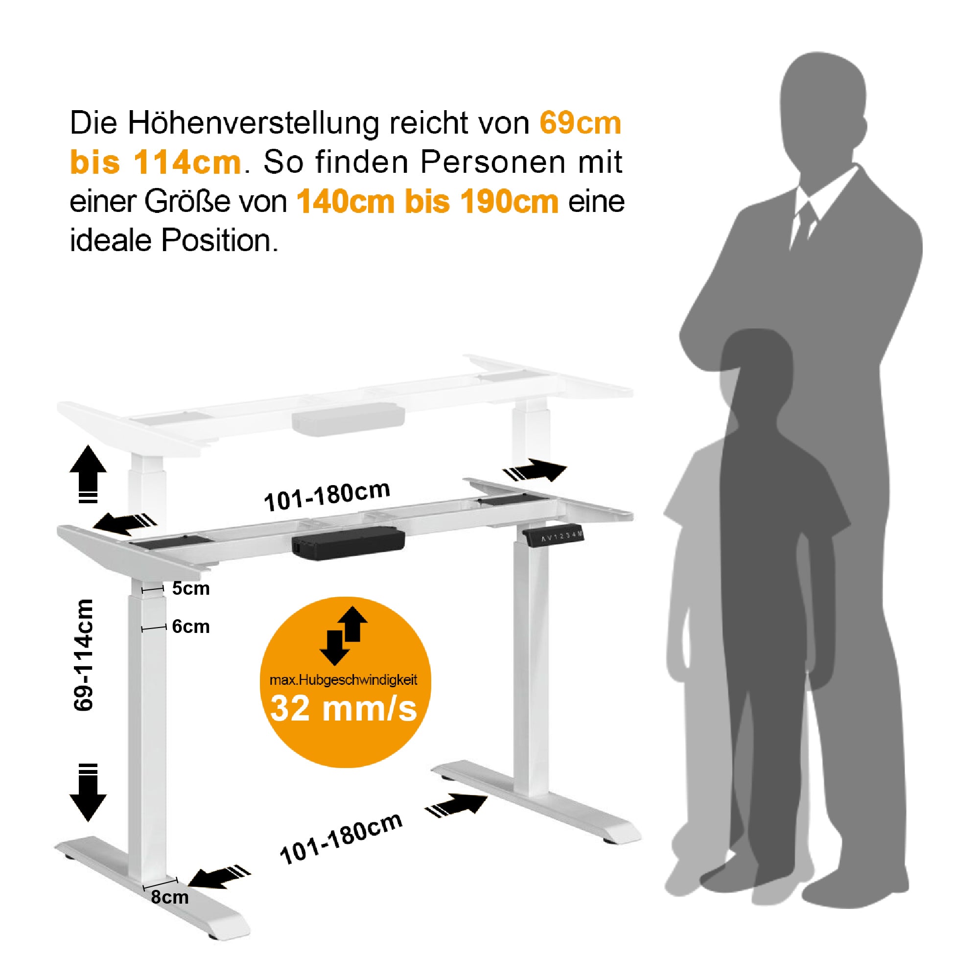 Elektrisch Verstelbaar Bureau onderstel Zit-Sta Bureaus 2 Motoren 0202W – foto 2