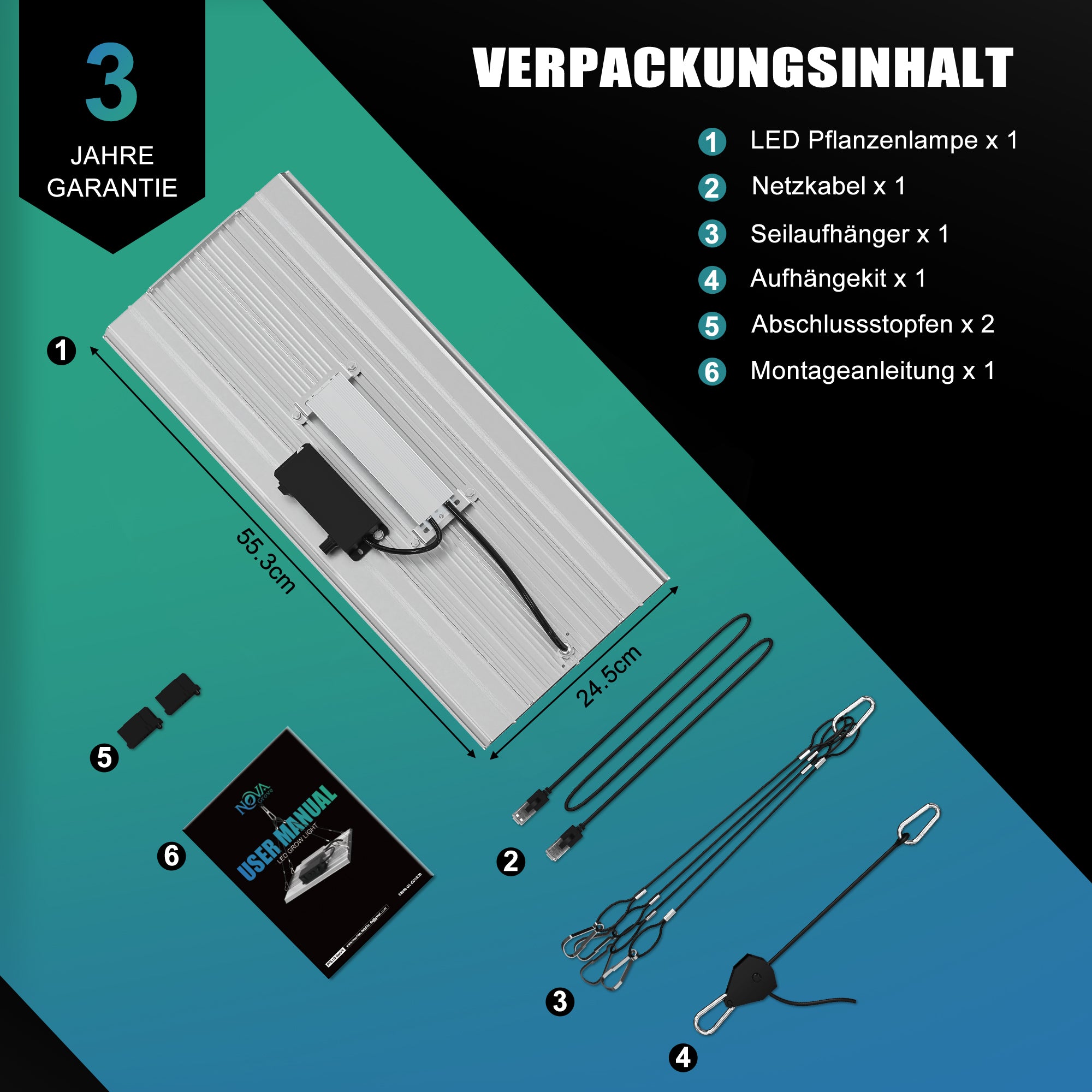NovaGrove LED Groeilamp Volledig Spectrum, 200W, voor Kweekkast 60x120cm, Dimbaar & Daisy Chain, EC20 – foto 7
