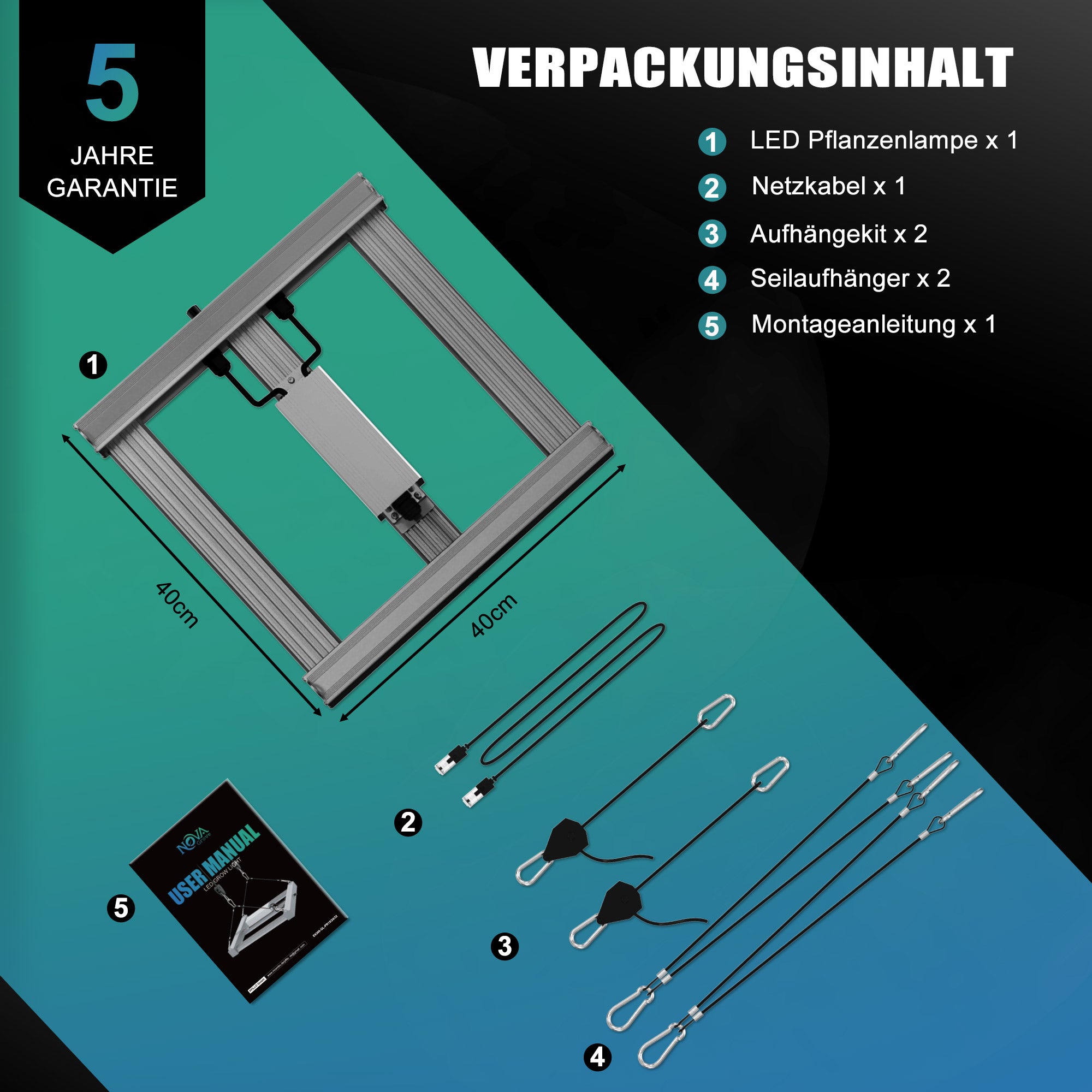 NovaGrove LED Groeilamp Volledig Spectrum IR, 150W, voor Kweekkast 60x60cm, Dimbaar & Daisy Chain, PR15 – foto 7