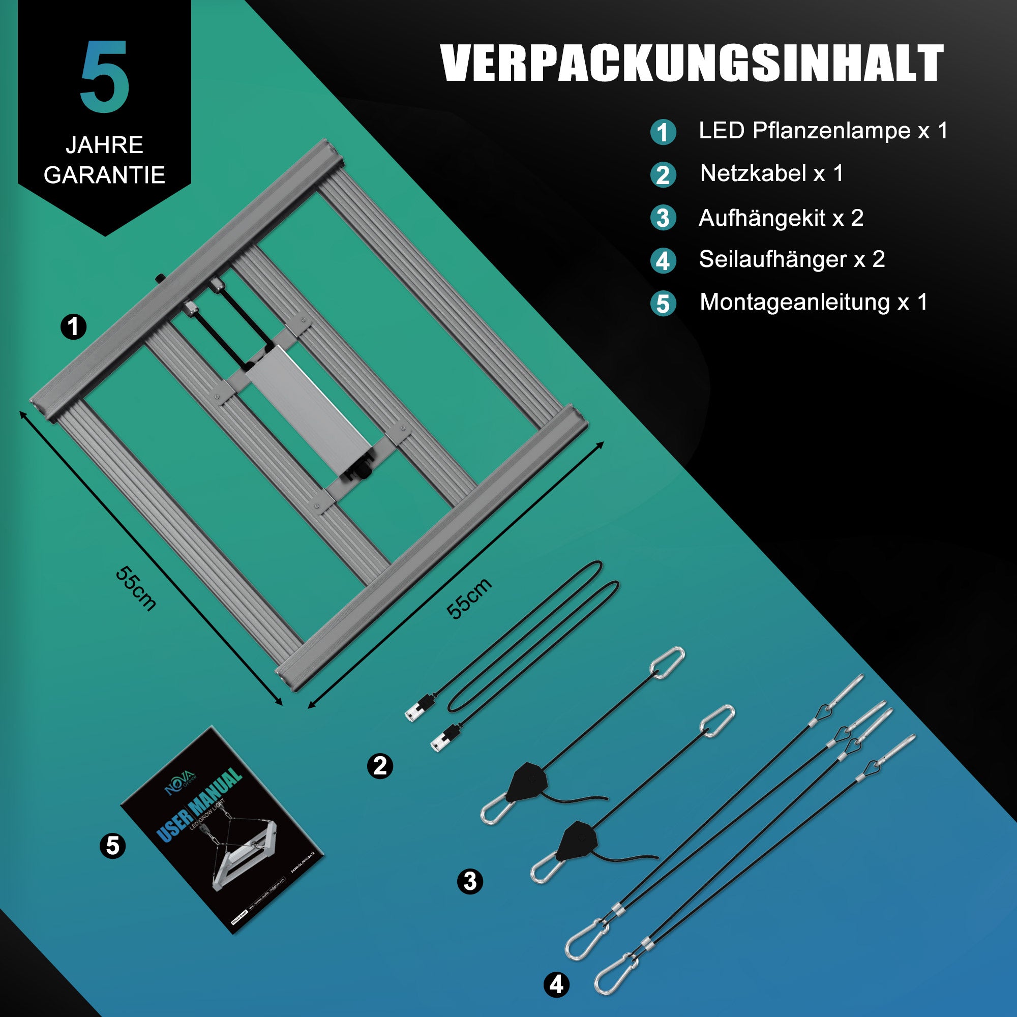 NovaGrove LED Groeilamp Volledig Spectrum IR, 240W, voor Kweekkast 90x90cm, Dimbaar & Daisy Chain, PR24 – foto 7