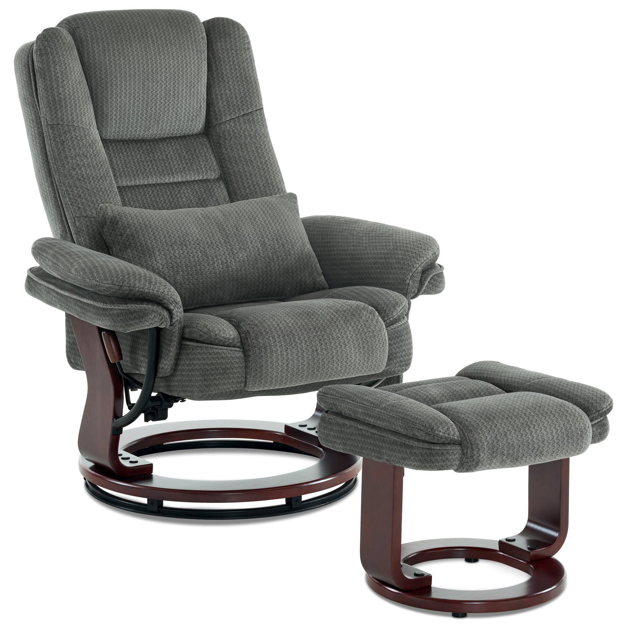 Relaxfauteuil met ligfunctie, 360° draaibare TV-stoel met voetenbankje & zak – foto 1