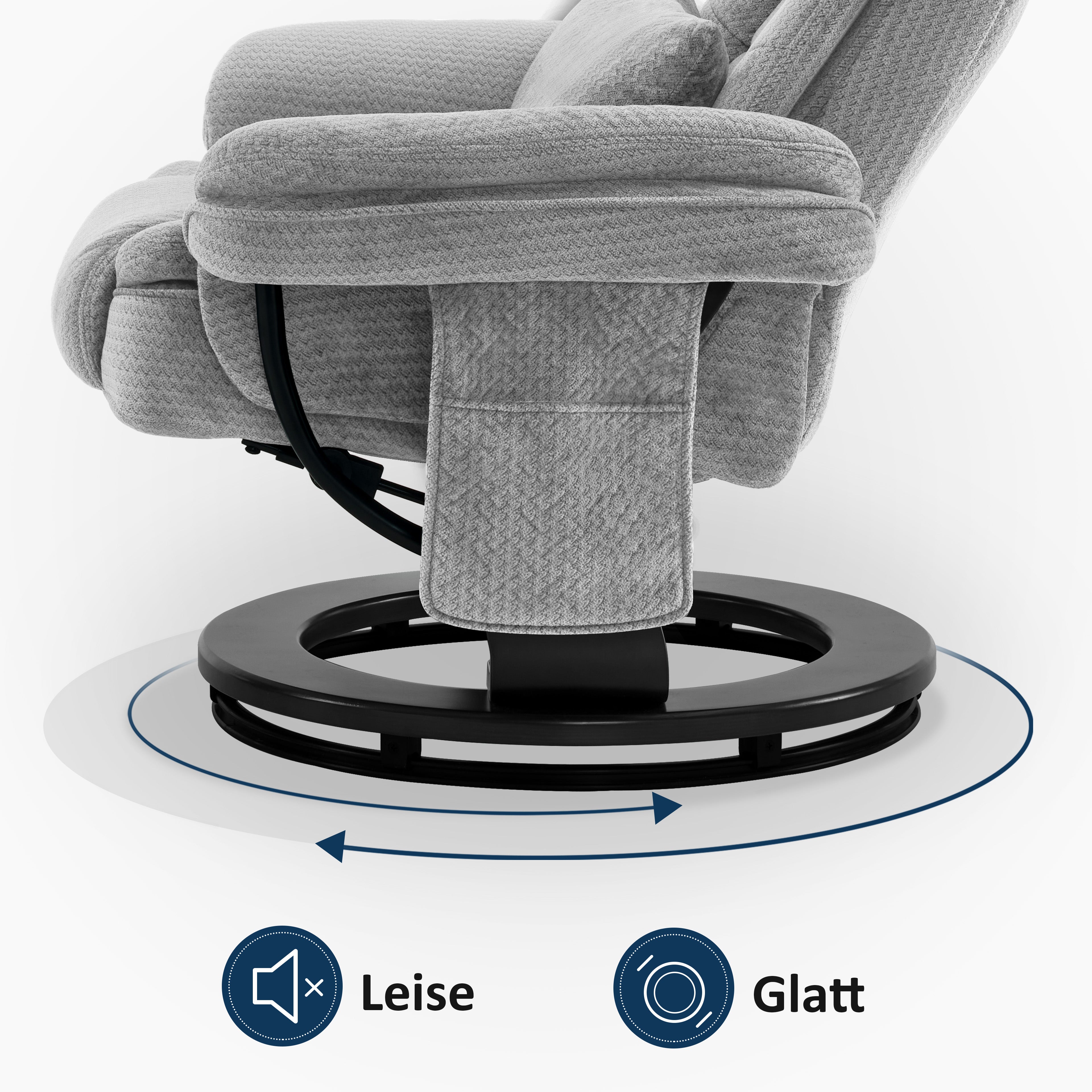 Relaxfauteuil met ligfunctie, 360° draaibare TV-stoel met voetenbankje & zak – foto 12