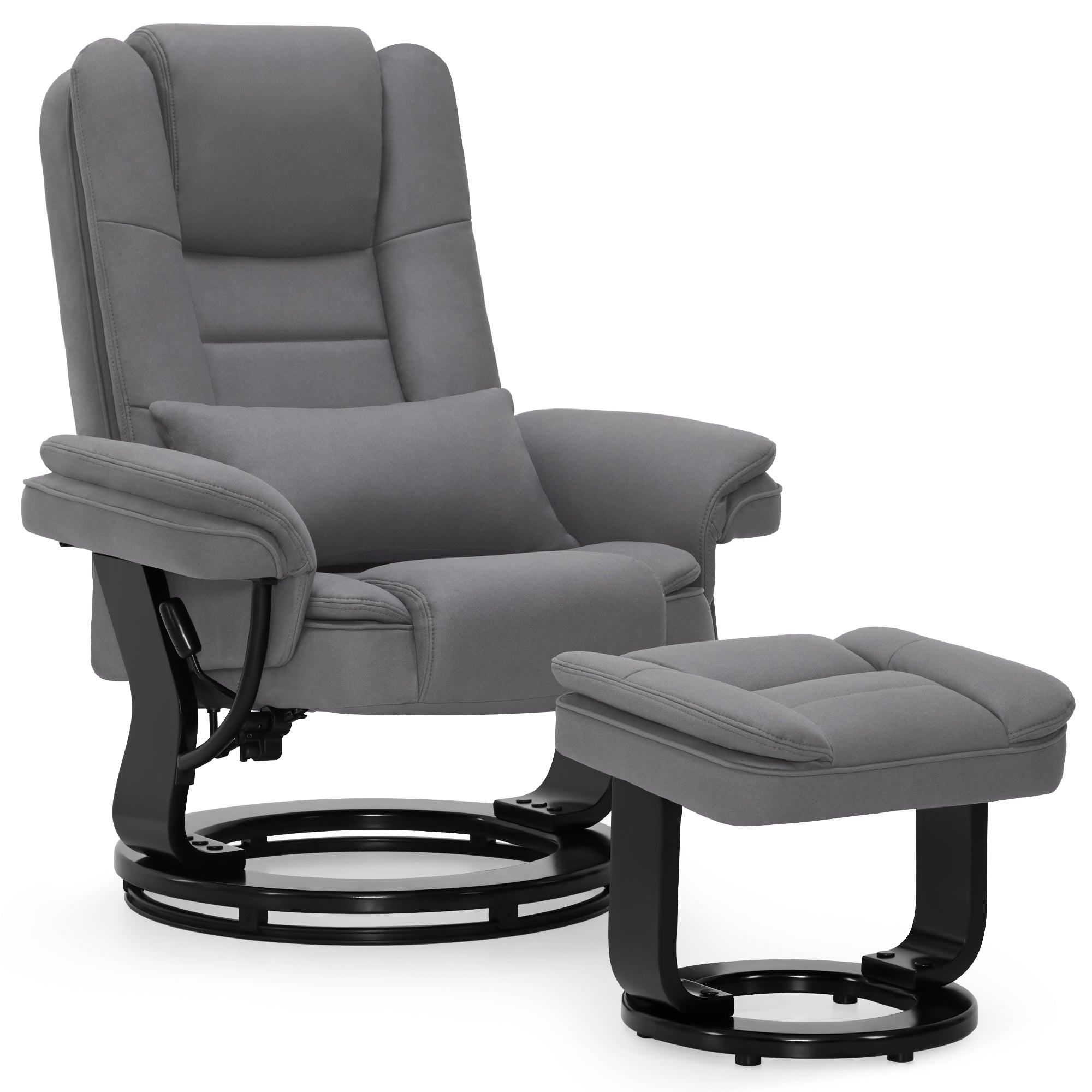 Relaxfauteuil met ligfunctie, 360° draaibare TV-stoel met voetenbankje & zak – foto 15