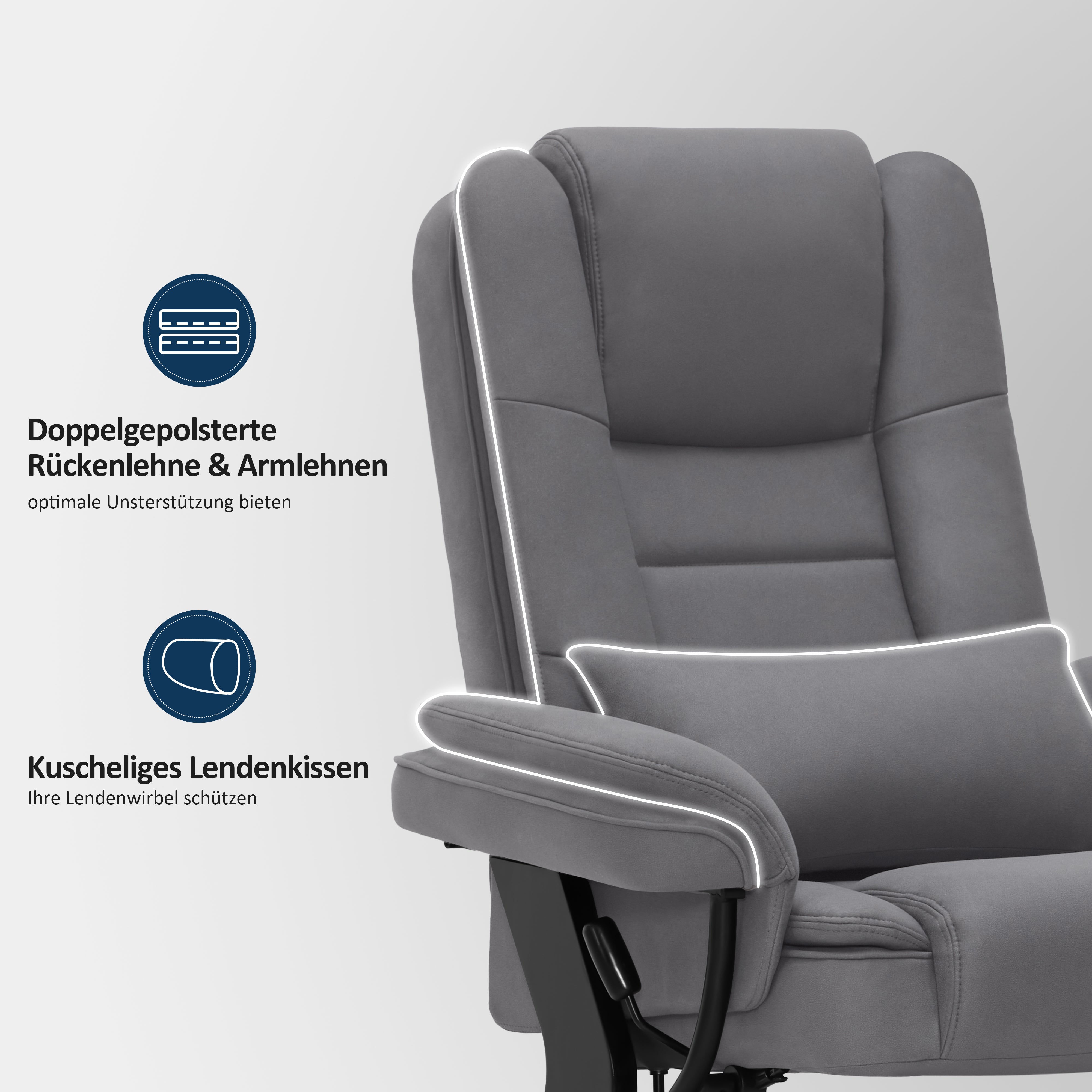 Relaxfauteuil met ligfunctie, 360° draaibare TV-stoel met voetenbankje & zak – foto 18