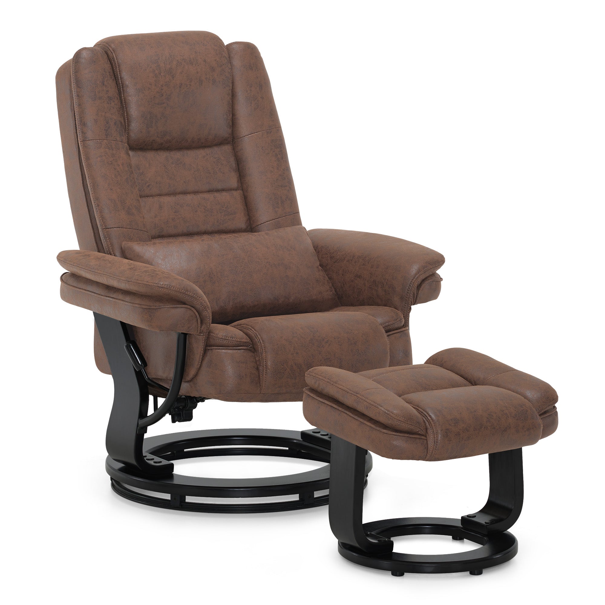 Relaxfauteuil met ligfunctie, 360° draaibare TV-stoel met voetenbankje & zak – foto 22