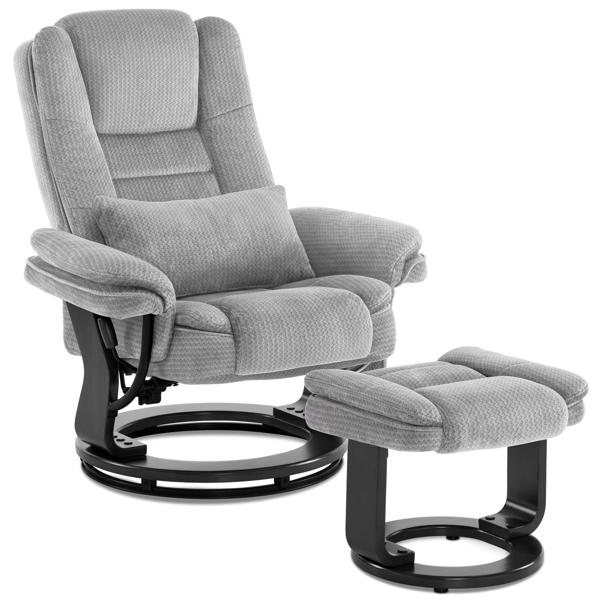 Relaxfauteuil met ligfunctie, 360° draaibare TV-stoel met voetenbankje & zak – foto 8