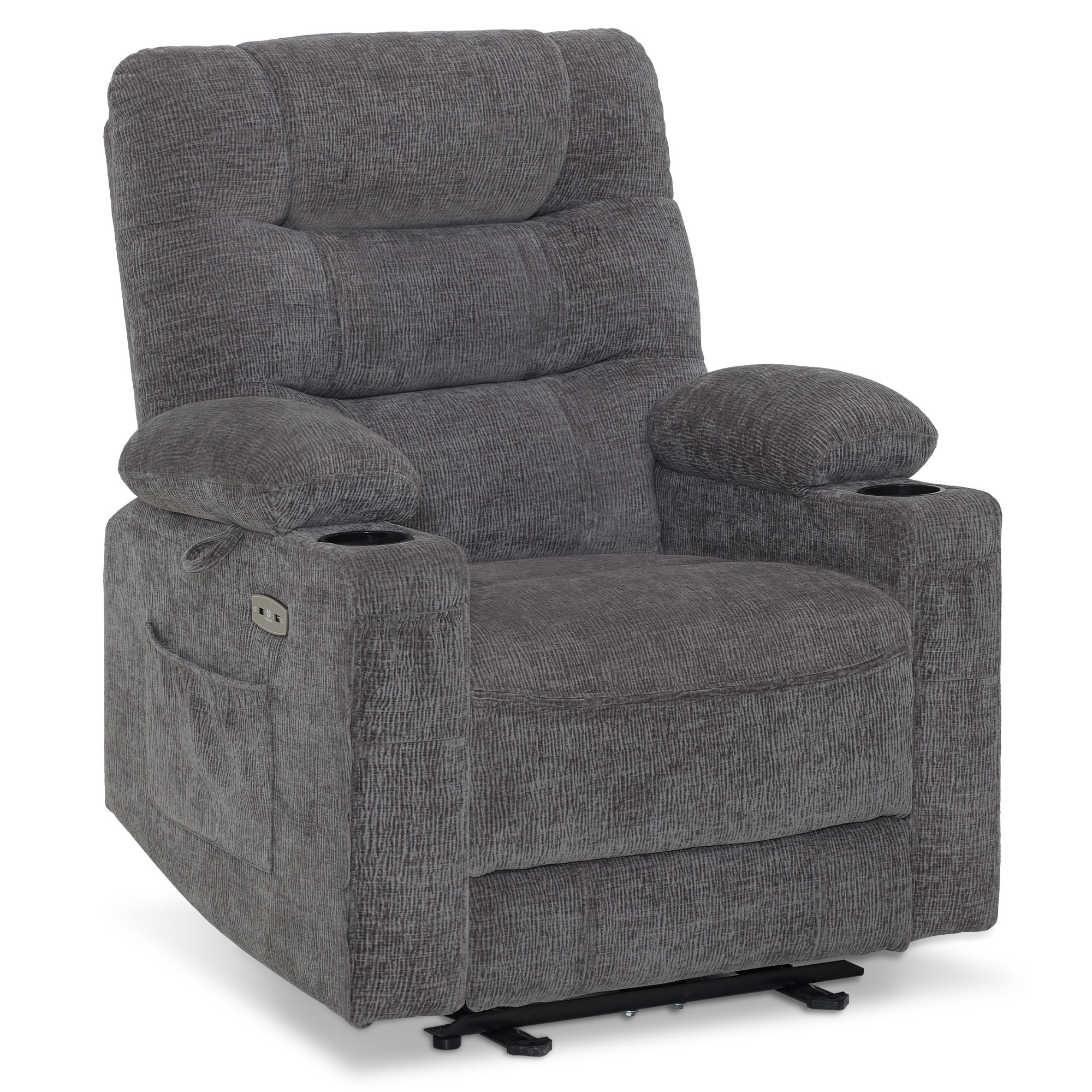 Relaxfauteuil elektrisch verstelbaar, TV-stoel met USB & bekerhouder, Kunstleer Bruin – foto 9
